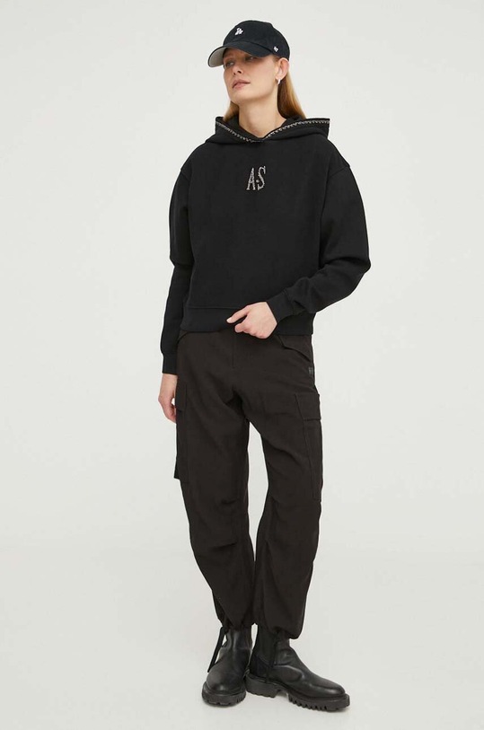 Μπλούζα AllSaints SCORPION WG518Z μαύρο SS24