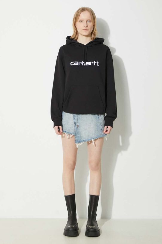 Dukserica Carhartt WIP Hooded Carhartt Sweatshirt natpis crna I033648.0D2XX