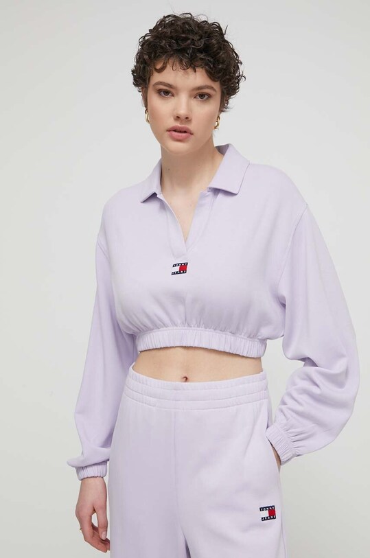 Tommy Jeans bluza aplikacja fioletowy DW0DW17785