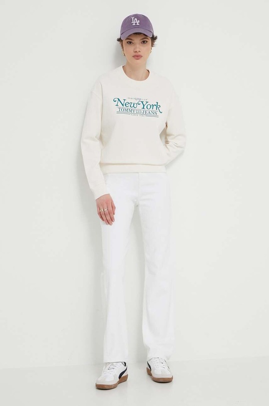 Bavlněná mikina Tommy Jeans DW0DW17786 béžová SS24