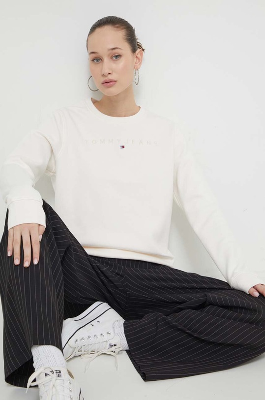 Tommy Jeans bluza aplikacja beżowy DW0DW17793