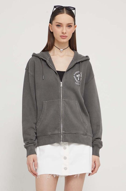 Tommy Jeans bluza bawełniana nadruk szary DW0DW17954