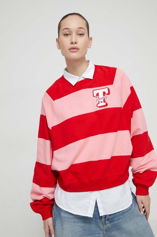 Bavlnená mikina Tommy Jeans DW0DW17789 ružová