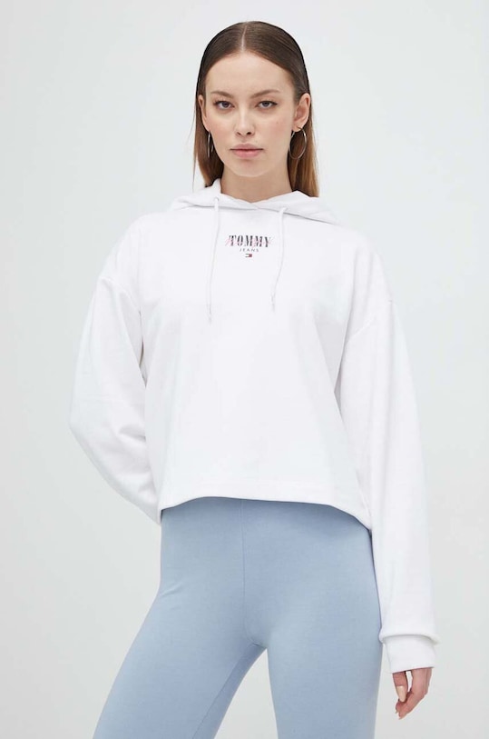 Mikina Tommy Jeans s kapucí bílá DW0DW17797