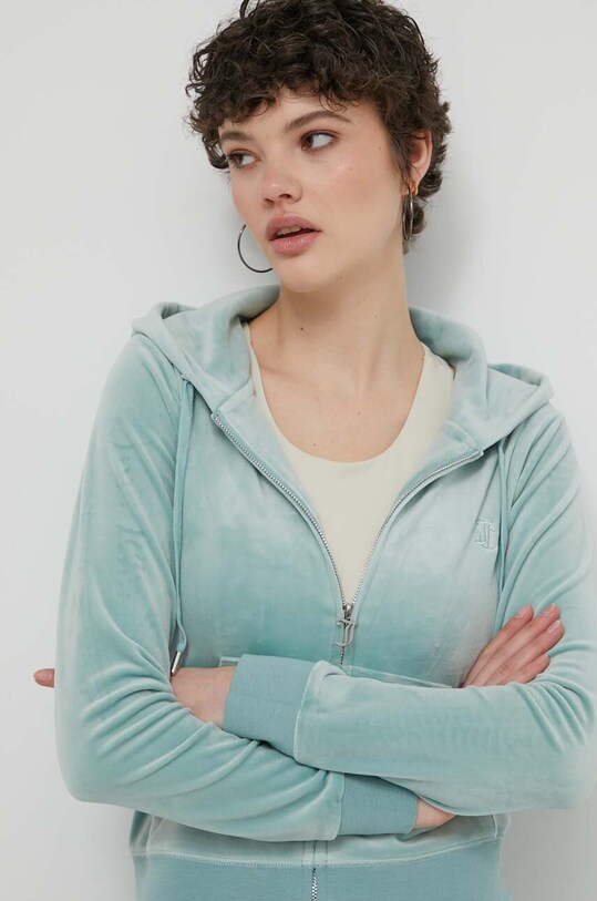 Velúrová mikina Juicy Couture zelená JCAP176.608