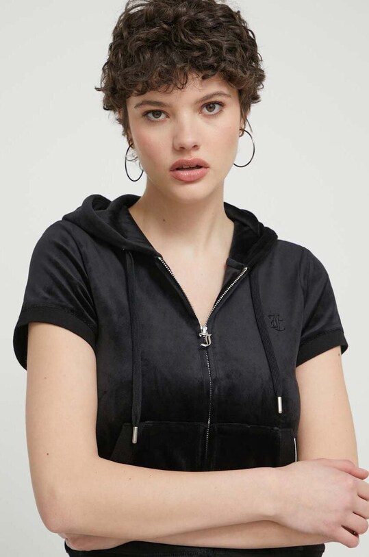 Juicy Couture bluza welurowa z elastanem czarny JCBAS223810.101