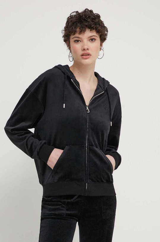 Juicy Couture bluză din velur imprimeu negru JCWAS24342.101