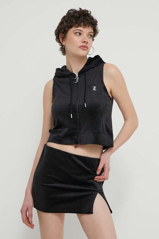 Juicy Couture kamizelka welurowa aplikacja czarny JCWGL23308.101