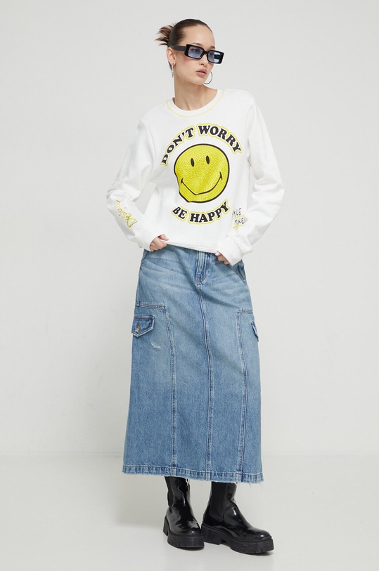 Desigual bluza bawełniana x Smiley 24SWSK58 biały SS24