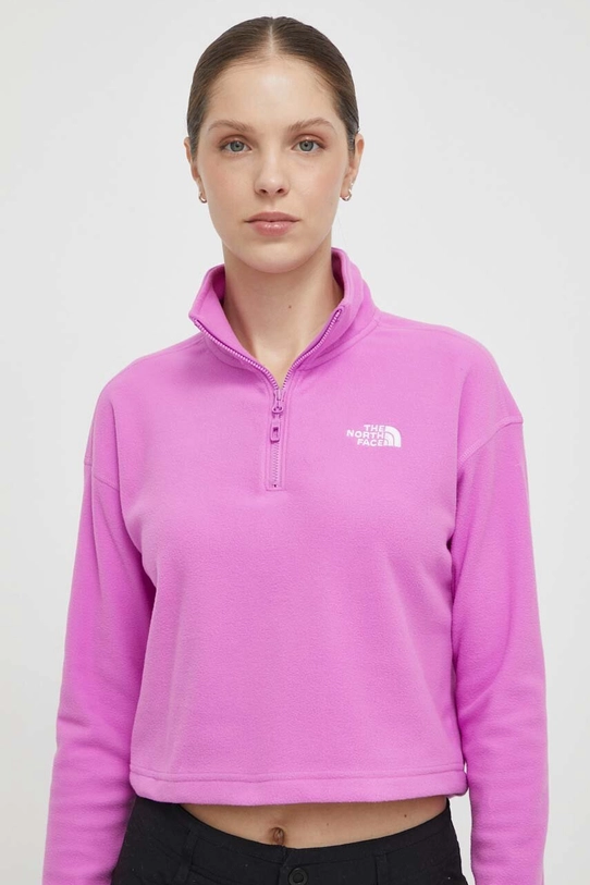 The North Face bluza sportowa 100 Glacier Cropped bez kaptura fioletowy NF0A855NQIX1