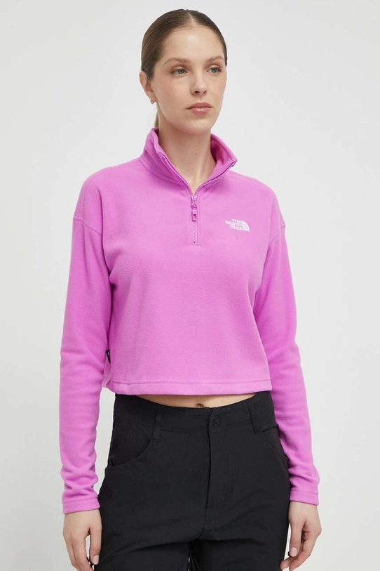 The North Face bluza sportowa 100 Glacier Cropped fioletowy NF0A855NQIX1