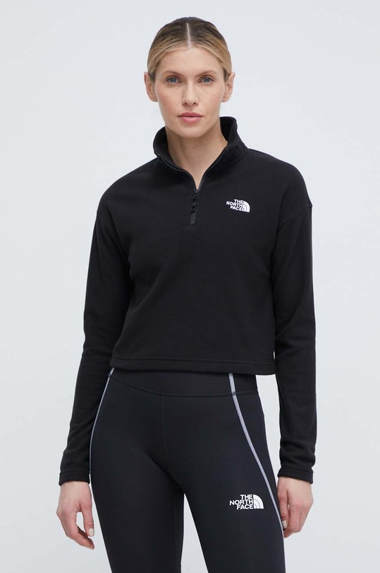 The North Face bluza sportowa 100 Glacier Cropped bez kaptura czarny NF0A855NJK31