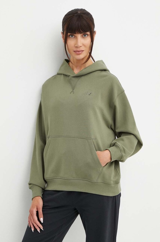 Îmbrăcăminte New Balance hanorac de bumbac WT41537DEK verde