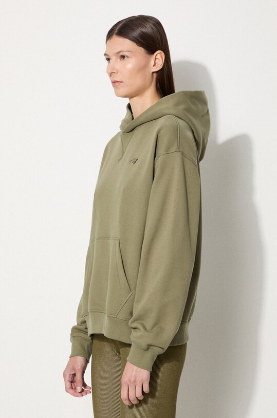 Pamučna dukserica New Balance zelena WT41537DEK