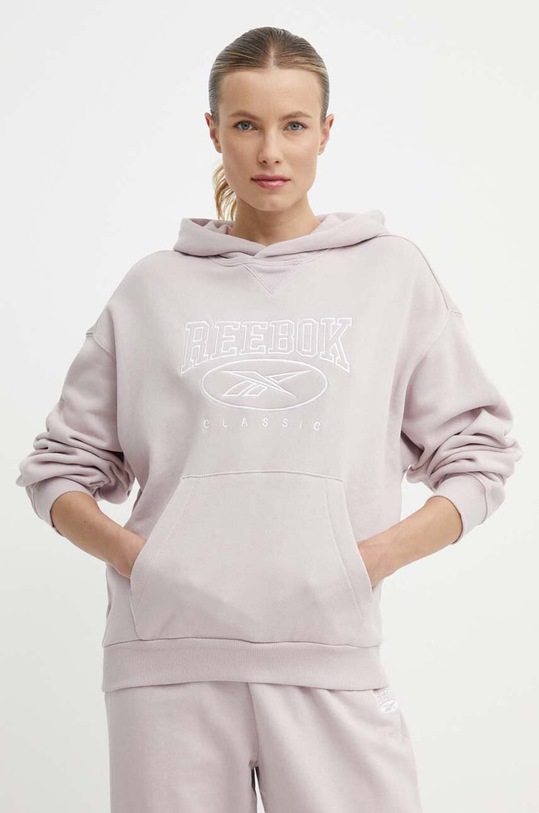 Bavlněná mikina Reebok Classic Archive Essentials s kapucí růžová 100075646