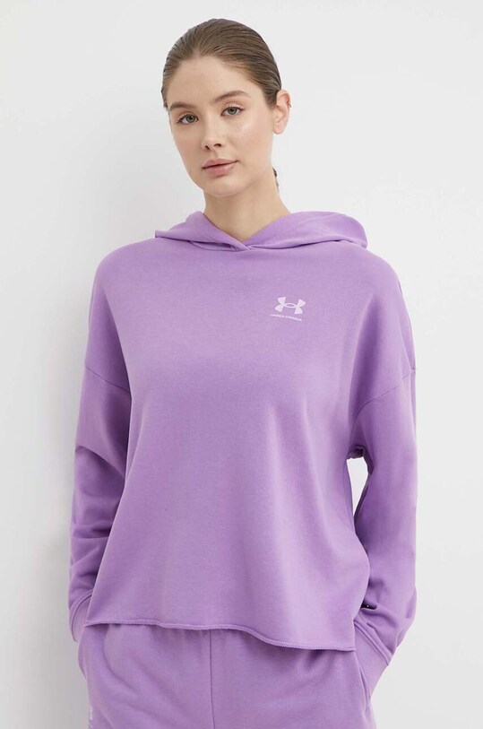 Φούτερ προπόνησης Under Armour Rival με κουκούλα μωβ 1382736