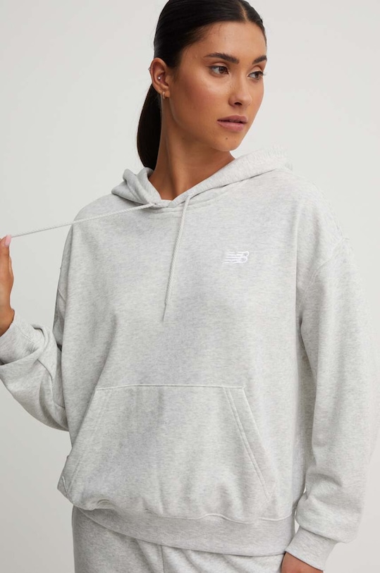 New Balance bluza French Terry Small Logo Hoodie szary WT41507AHH