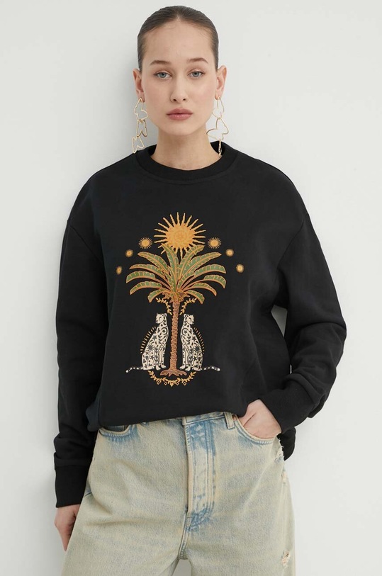 Never Fully Dressed hanorac de bumbac print negru NFDTO666.Black