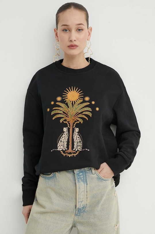 Never Fully Dressed bluza bawełniana nadruk czarny NFDTO666.Black