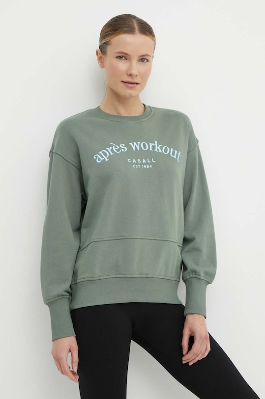 Casall bluza bawełniana aplikacja zielony 24102
