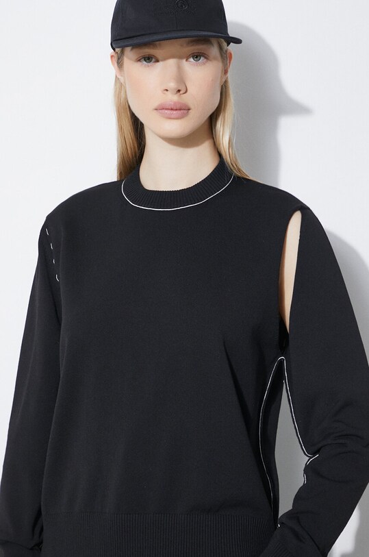 Πουλόβερ MM6 Maison Margiela S62HL0025 μαύρο