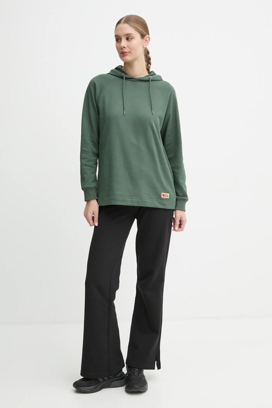 Pamučna dukserica Fjallraven Vardag Hoodie W F86987.679 zelena AW24