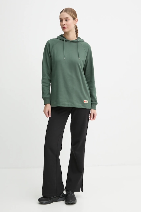Pamučna dukserica Fjallraven Vardag Hoodie W F86987.679 zelena AW24