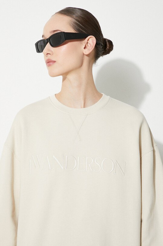 JW Anderson felpa in cotone Logo Embroidery Sweatshirt JW0165.PG0861.132 beige