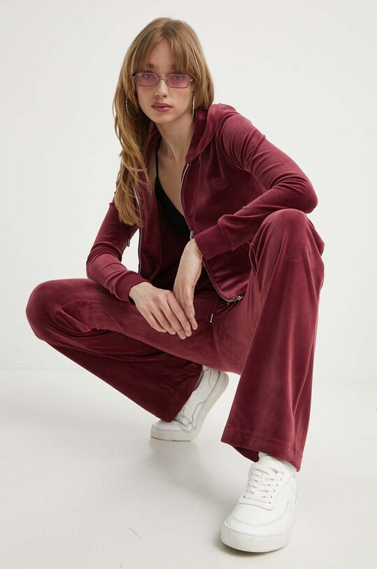 Velúrová mikina Juicy Couture burgundské JCAP176.485