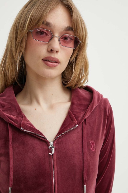 Juicy Couture bluza welurowa JCAP176.485 bordowy