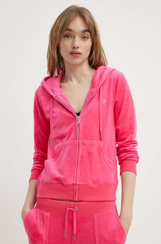 Juicy Couture bluza welurowa z kapturem różowy JCAP176EU.166