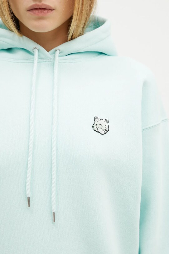 Бавовняна кофта Maison Kitsuné Bold Fox Head Patch Comfort Hoodie бірюзовий MW00704KM0307