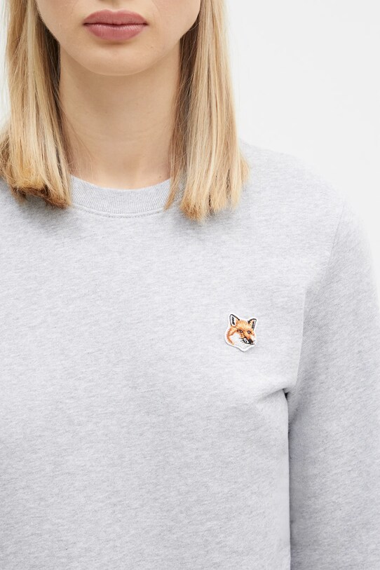 Pamučna dukserica Maison Kitsuné Fox Head Patch Regular Sweatshirt siva LW00302KM0001