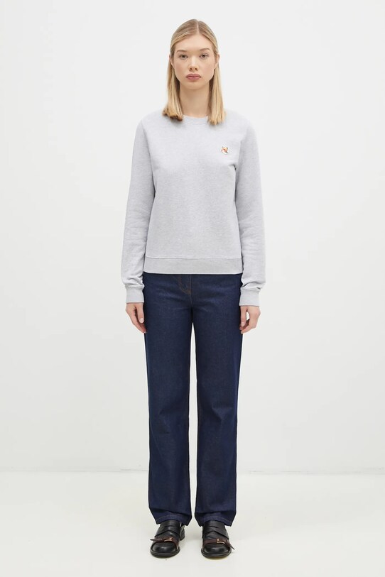 Pamučna dukserica Maison Kitsuné Fox Head Patch Regular Sweatshirt LW00302KM0001 siva