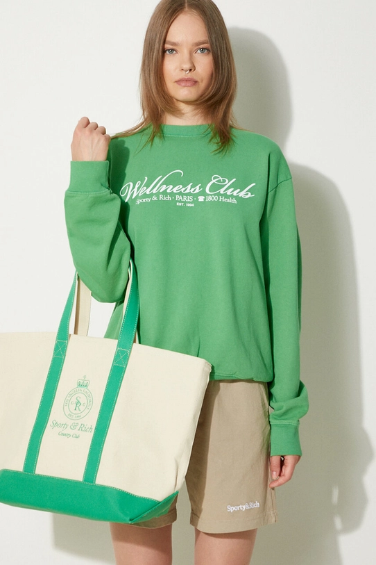 Sporty & Rich hanorac de bumbac 1800 Health Crewneck print verde WS067S405HV