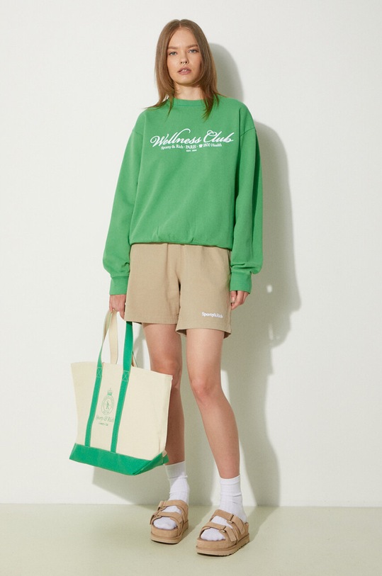 Sporty & Rich cotton sweatshirt 1800 Health Crewneck WS067S405HV green SS24