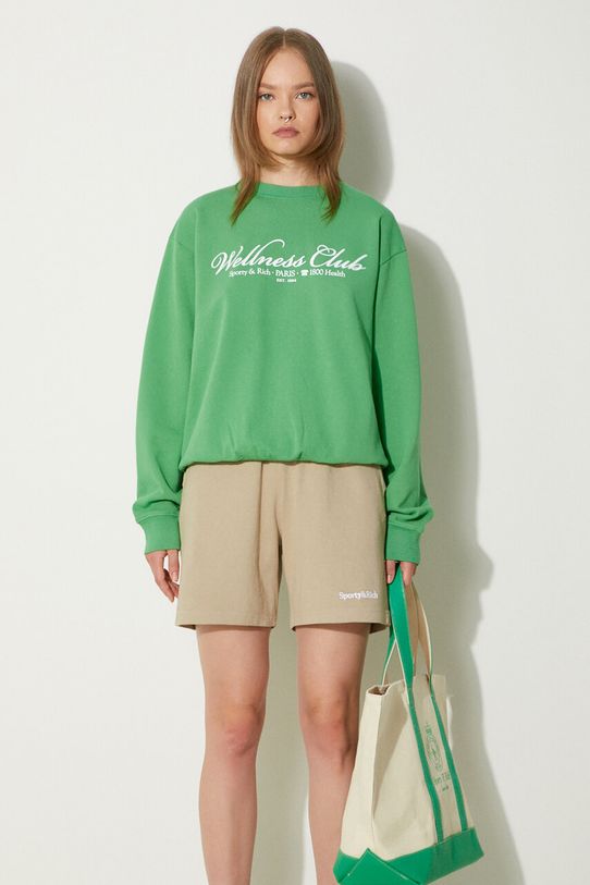 Памучен суичър Sporty & Rich 1800 Health Crewneck зелен WS067S405HV