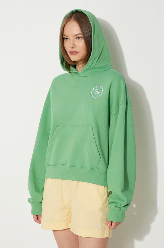 Pamučna dukserica Sporty & Rich SRHWC Cropped Hoodie print zelena WS070S405SV