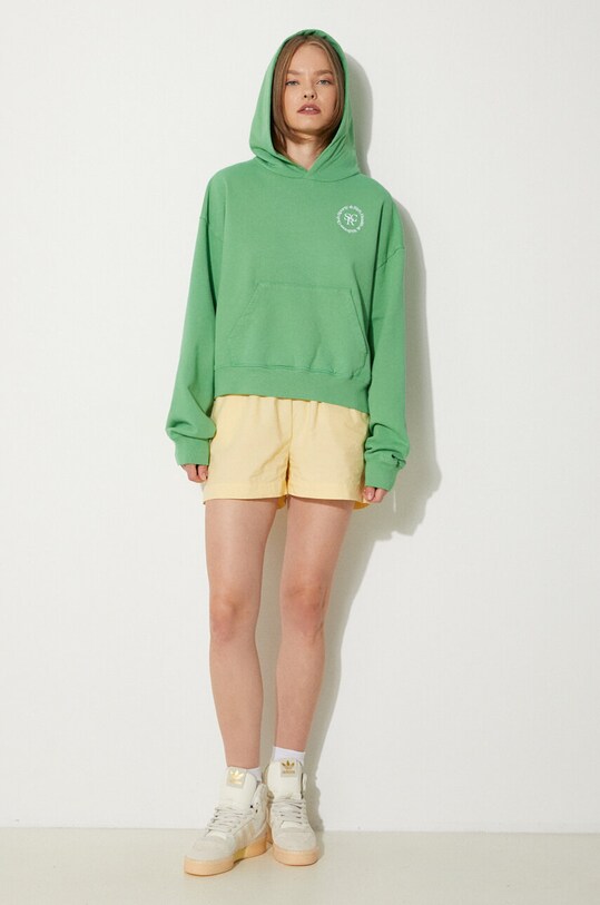 Бавовняна кофта Sporty & Rich SRHWC Cropped Hoodie WS070S405SV зелений SS24