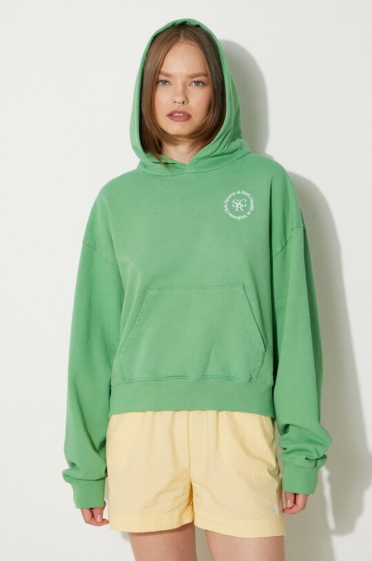 Бавовняна кофта Sporty & Rich SRHWC Cropped Hoodie зелений WS070S405SV