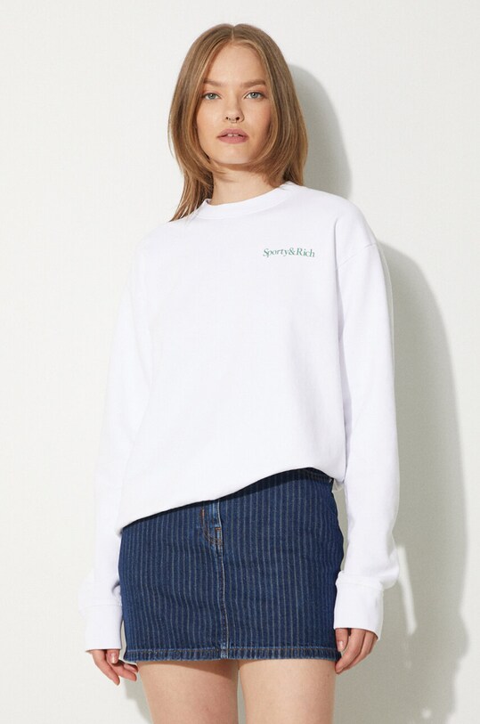 Clothing Sporty & Rich cotton sweatshirt Drink More Water Crewneck WS067S405DW white