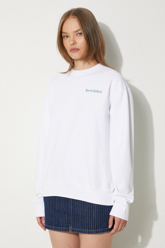 Sporty & Rich cotton sweatshirt Drink More Water Crewneck white WS067S405DW