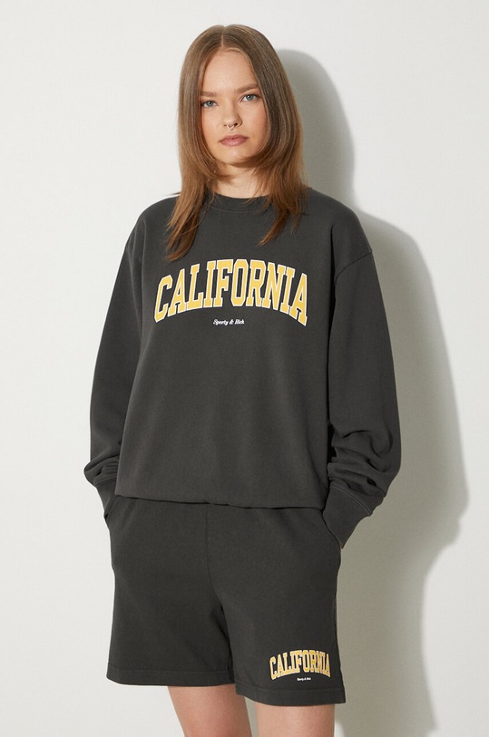 Ρούχα Βαμβακερή μπλούζα Sporty & Rich California Crewneck WS067S405CF μαύρο