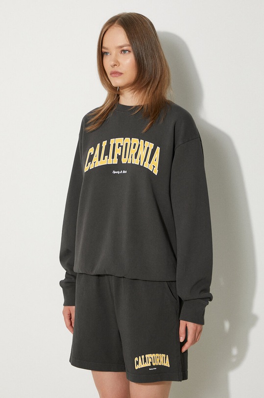 Βαμβακερή μπλούζα Sporty & Rich California Crewneck μαύρο WS067S405CF