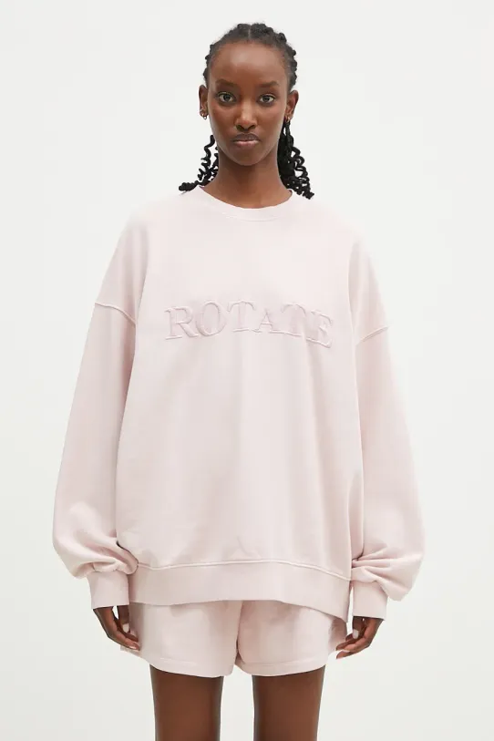 Rotate hanorac de bumbac Logo Crewneck imprimeu roz 1125031011