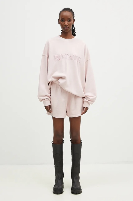 Rotate hanorac de bumbac Logo Crewneck 1125031011 roz