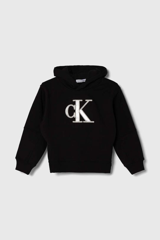 Dječja dukserica Calvin Klein Jeans s kapuljačom crna IG0IG02298.128.176.PPYH