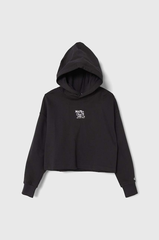 Детская хлопковая кофта Calvin Klein Jeans с капюшоном чёрный IG0IG02304.128.176.PPYH