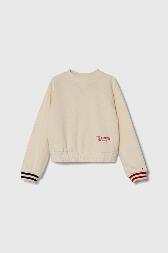 Παιδική βαμβακερή μπλούζα Tommy Hilfiger χωρίς κουκούλα μπεζ KG0KG07726.PPYH