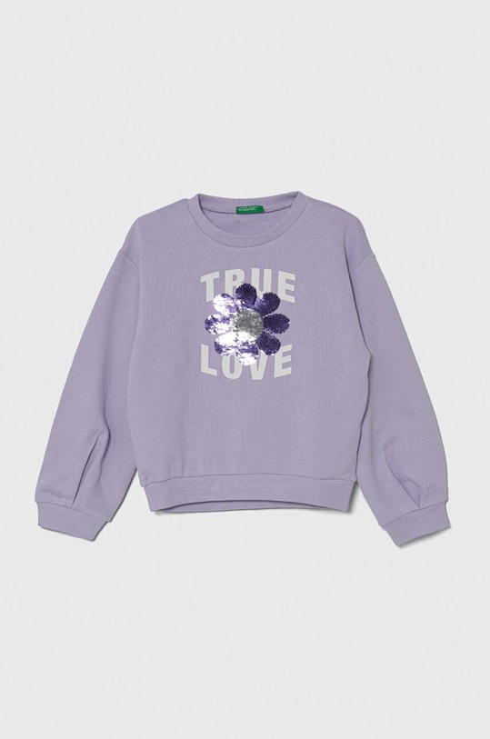 United Colors of Benetton bluza bawełniana nadruk fioletowy 3J68C10I9.G.Seasonal